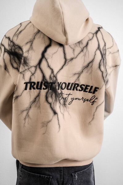 ''Trust Yourself'' Nakış Detaylı Oversize Sweatshirt