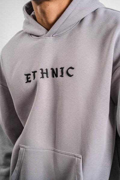 ''Ethnic'' Nakış Detaylı Oversize Kapüşonlu Sweatshirt