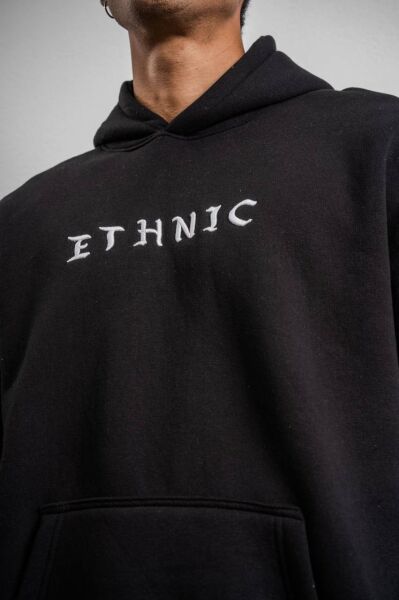 ''Ethnic'' Nakış Detaylı Oversize Kapüşonlu Sweatshirt