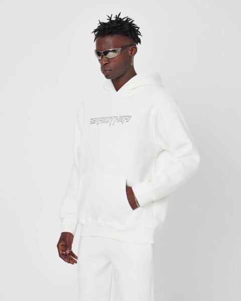 Brother Oversize Kapüşonlu Sweatshirt - Nakışlı ve Kabartmalı Detaylar