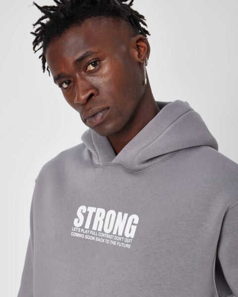 Strong Göğüs ve Sırt Baskılı Oversize Sweatshirt