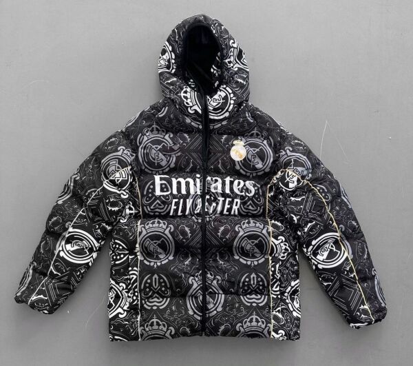 Real Madrid Dijital Baskılı Paraşüt Kumaş Şişme Mont - Unisex Tasarım