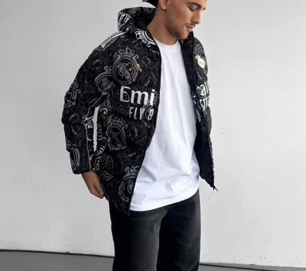 Real Madrid Dijital Baskılı Paraşüt Kumaş Şişme Mont - Unisex Tasarım