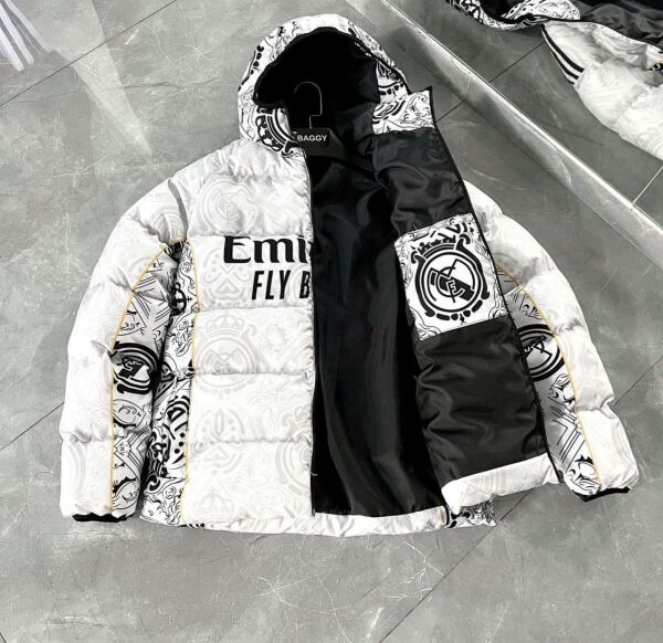 Real Madrid Dijital Baskılı Paraşüt Kumaş Şişme Mont - Unisex Tasarım