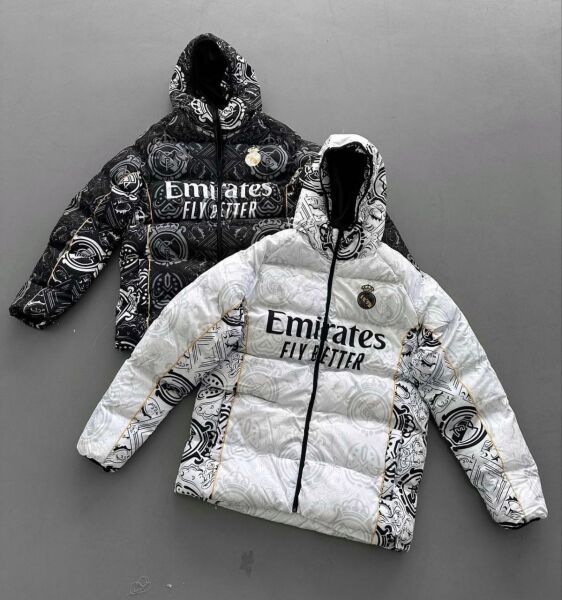 Real Madrid Dijital Baskılı Paraşüt Kumaş Şişme Mont - Unisex Tasarım